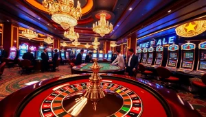 Experience the thrill of j88 gaming with vibrant casino tables and excited players.