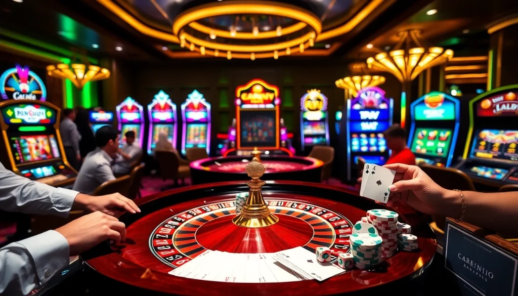 Experience the thrill of rr999 gaming with vibrant casino visuals of roulette, cards, and chips.