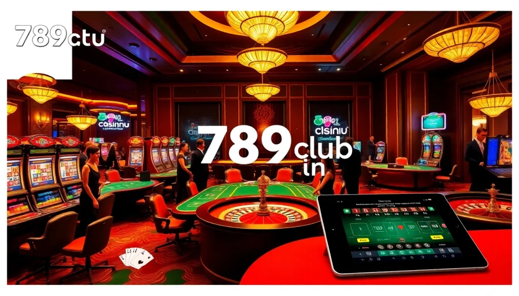 Excited players engaging with the luxurious 789club casino environment, highlighting poker and slot games.