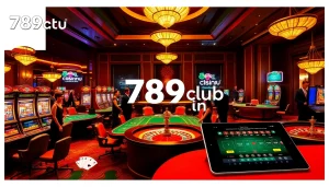 Excited players engaging with the luxurious 789club casino environment, highlighting poker and slot games.