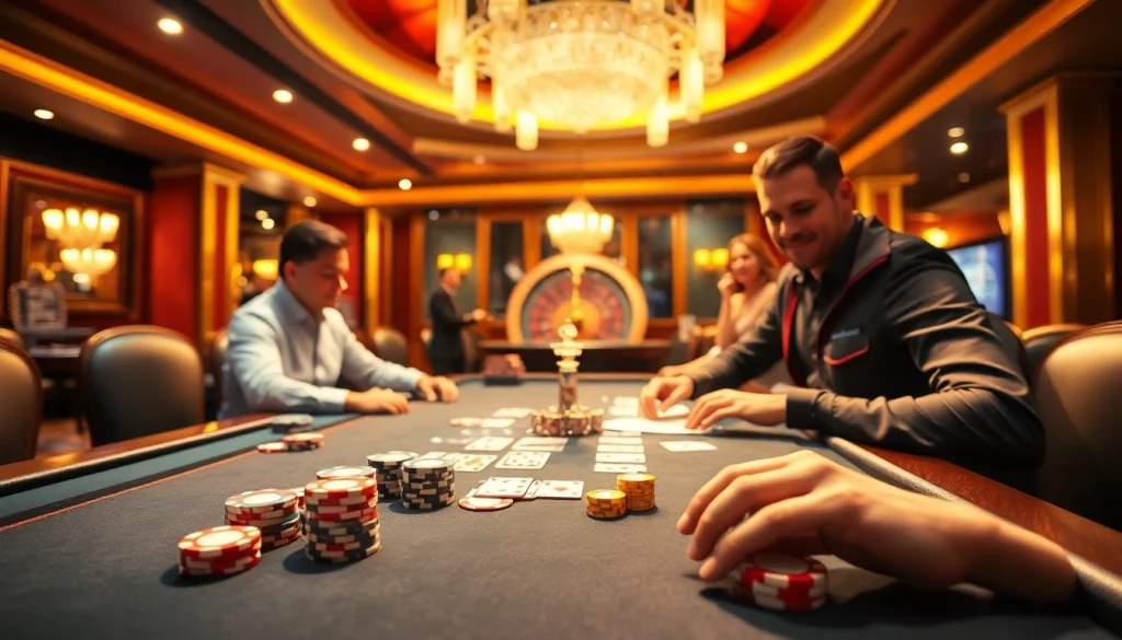 Experience high-stakes action at jl55 casino with vibrant poker chips, cards, and roulette.