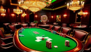 Intense poker gameplay showcasing 888 NEW's vibrant casino atmosphere with luxurious details.