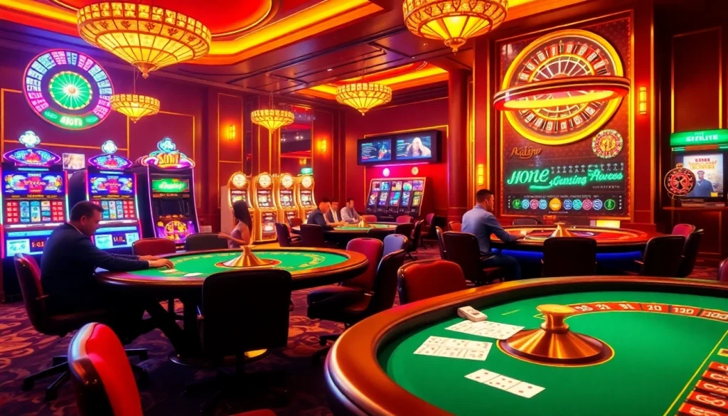 Experience the thrill of online gambling at https://rr88a.us.com/ with vibrant casino scenes showcasing poker and roulette.
