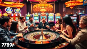 Players at a luxurious casino enjoying their experience with 789p at the roulette table.