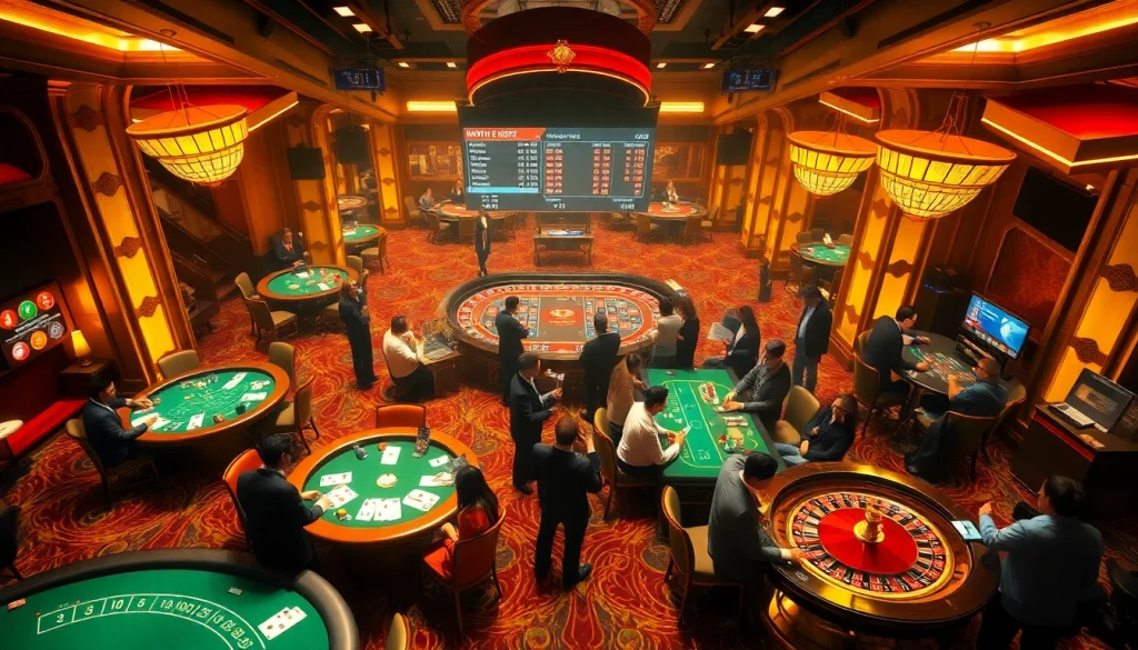 Tỷ lệ kèo displayed on vibrant casino boards, capturing the excitement of strategic betting.