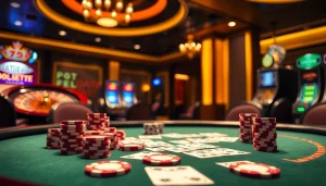 Experience high-stakes poker excitement at https://99okwin.live with vibrant casino elements and dramatic lighting.