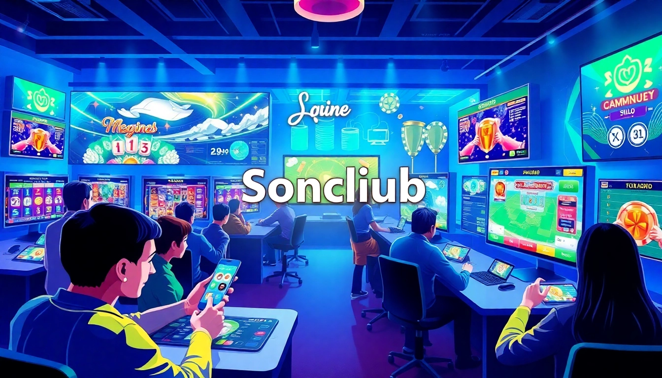 Exciting Sonclub gaming platform with players engaged in various online games, highlighting the vibrant atmosphere.