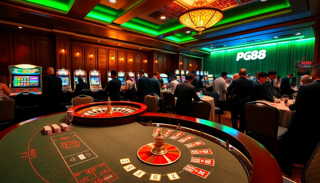 Experience high-stakes poker at PG88 casino with luxurious tables and vibrant atmosphere.